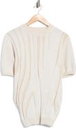 T.R. PREMIUM Abstract Linear Jacquard Short Sleeve Sweater