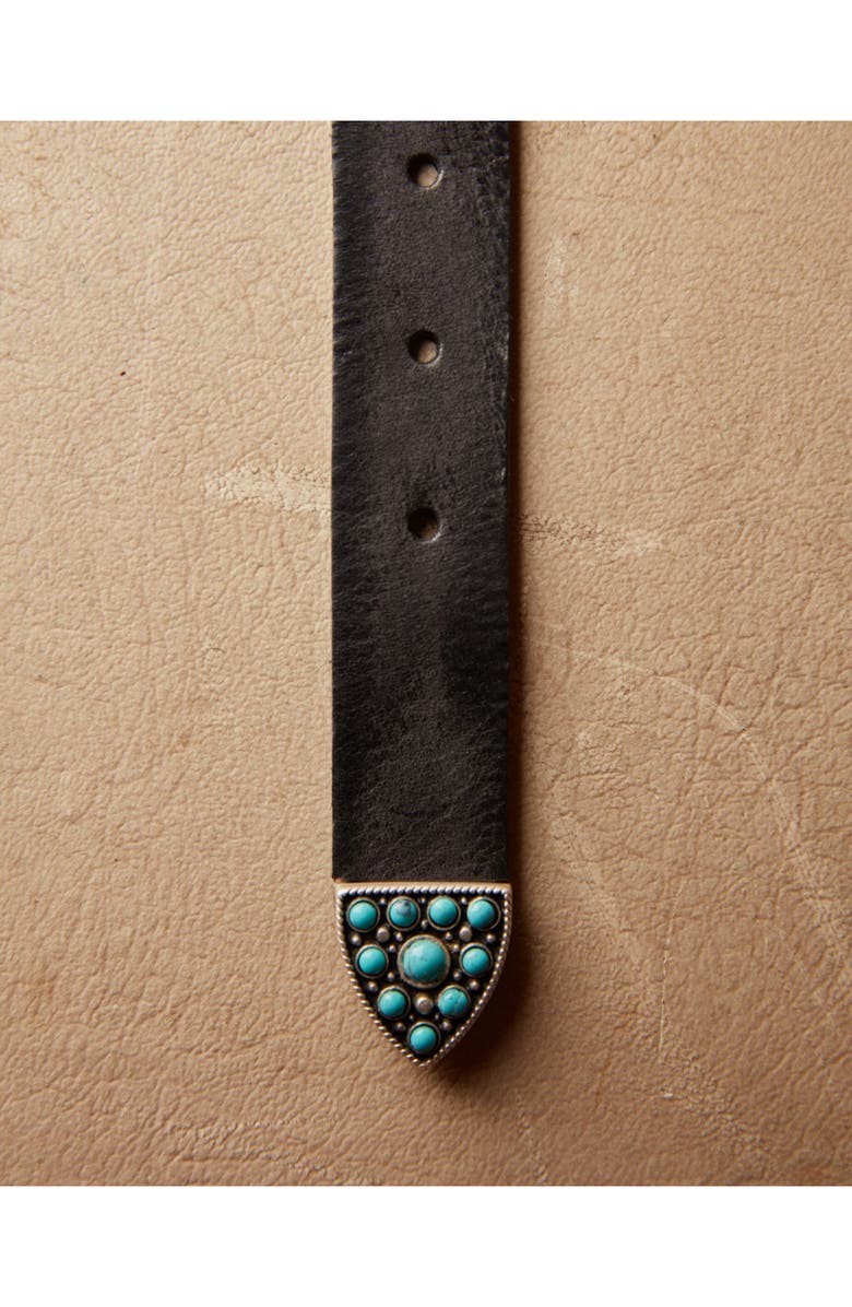 Fortela Thelma Leather Belt with Turquoise Studs, Alternate, color, 