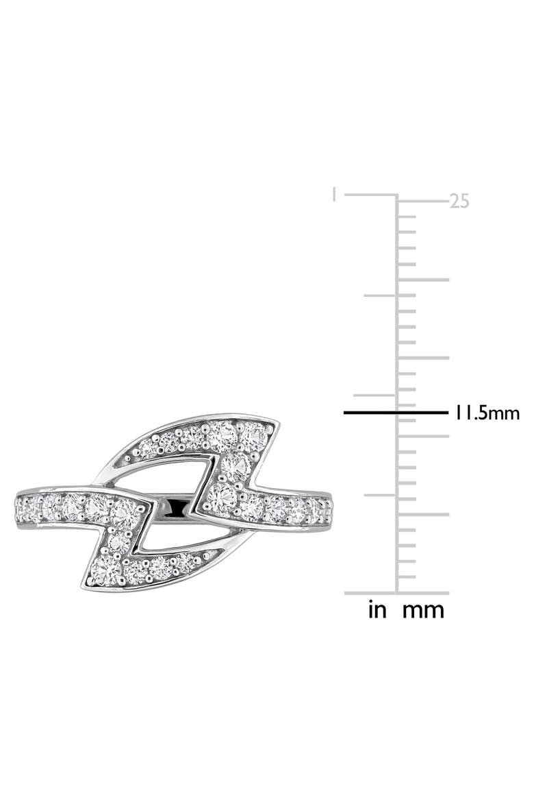 Sterling Silver Created White Sapphire Lightning Bolt Ring, Alternate, color, SILVER
