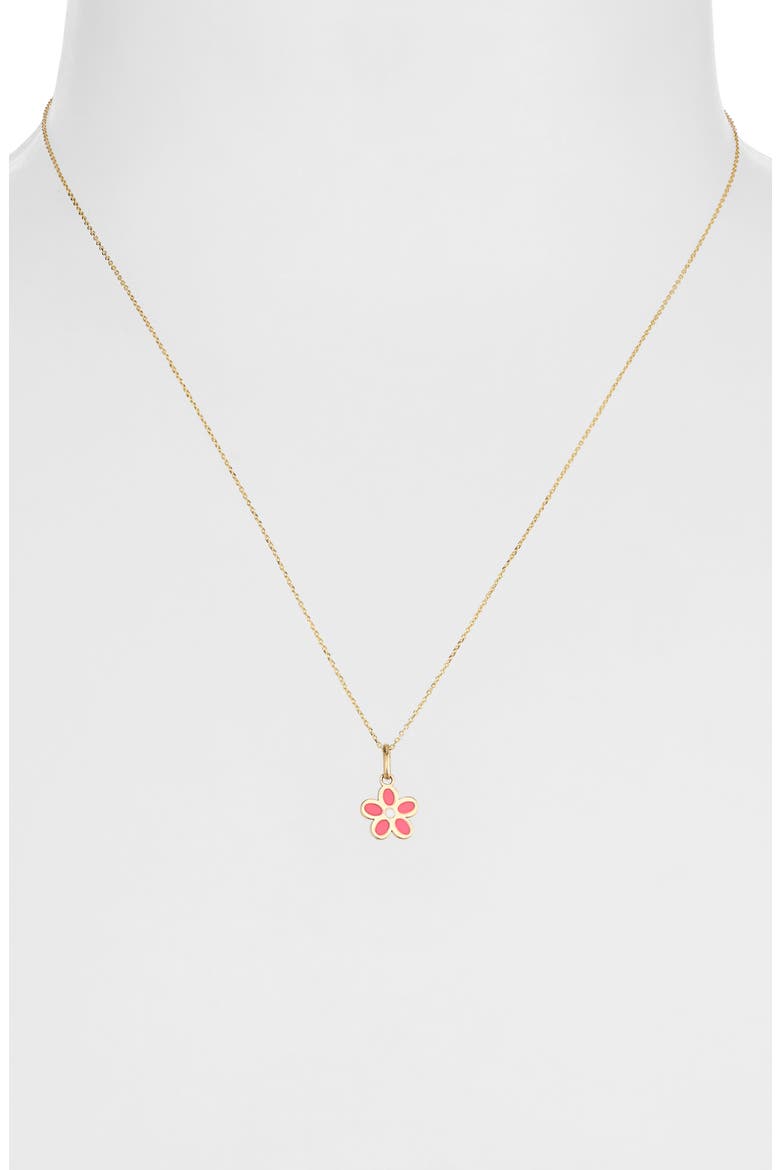 14K Enamel Flower Pendant Necklace (Nordstrom Exclusive), Alternate, color, 14K YELLOW GOLD