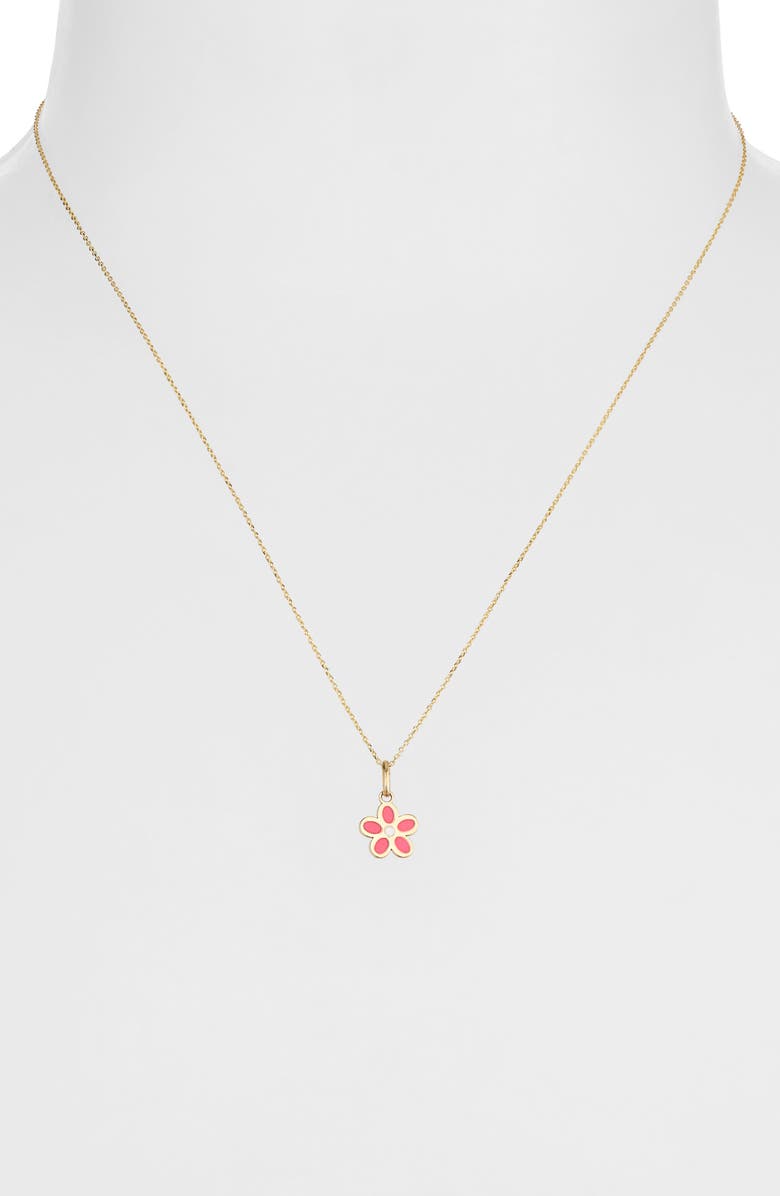 Bony Levy 14K Enamel Flower Pendant Necklace, Alternate, color, 14K Yellow Gold