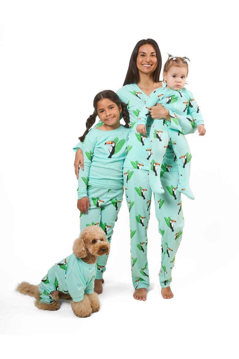 Kids Two-Piece Cotton Printed Matching Family Pajamas, Animal Friends, Alternate, color, Toucan Bird