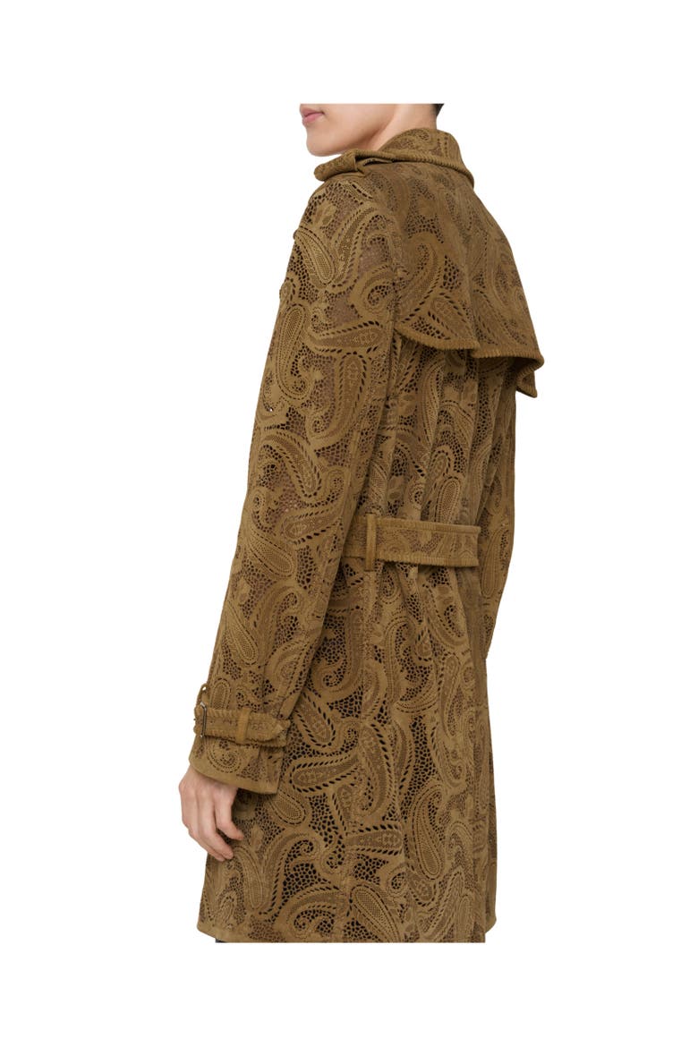 Mid-length Paisley Suede Lawshall Trench Coat, Alternate, color, Tan brown