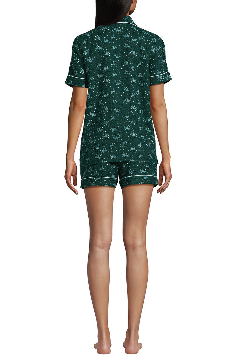 Lands' End Drapey Flannel 2 Piece Pajama Set - Short Sleeve Top and Shorts, Alternate, color, 