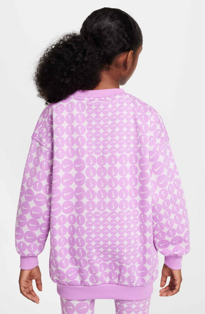 Nike Kids' Sportswear Club Fleece Oversize Crewneck Sweatshirt, Alternate, color, 532 Rush Fuchsia/White