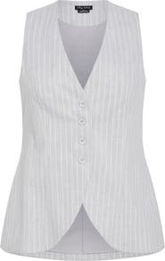 City Chic Jaz Stripe Cutaway Vest