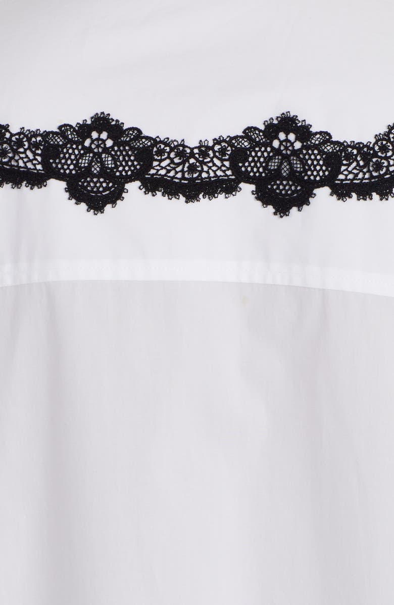 Dolce&Gabbana Oversize Lace Yoke High-Low Cotton Blend Button-Up Shirt, Alternate, color, 