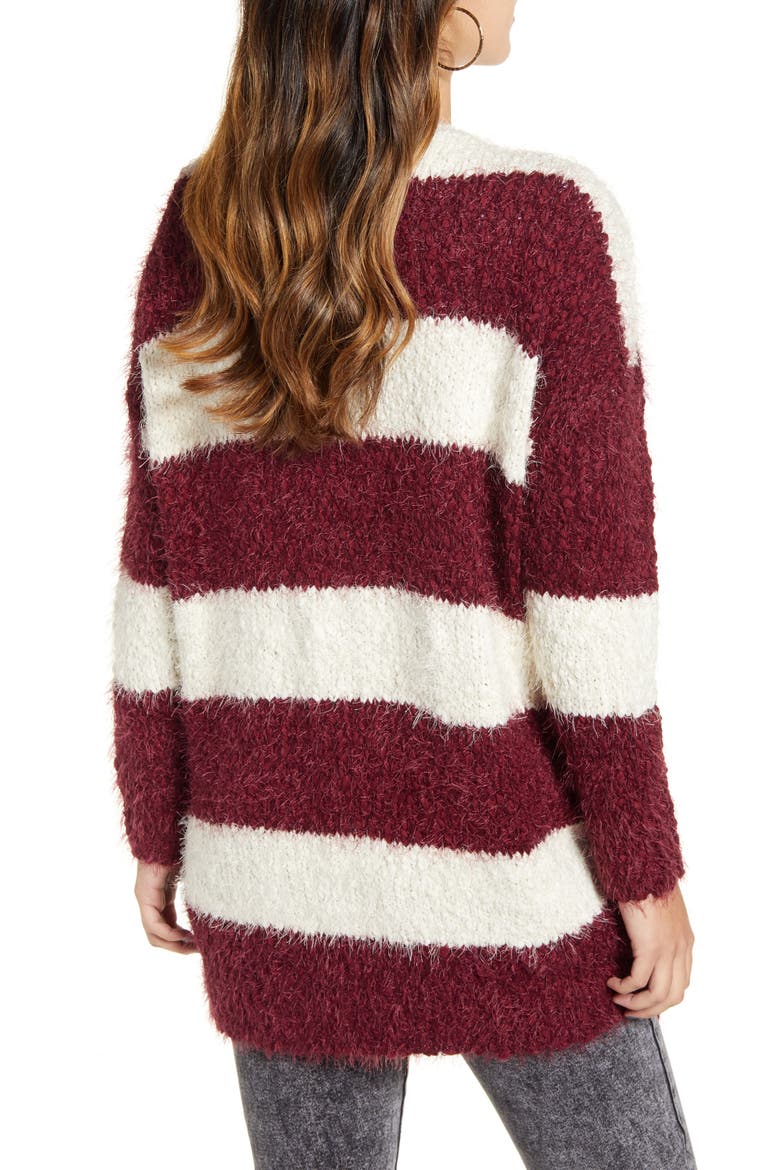 Skye Stripe Cardigan, Alternate, color, WINE