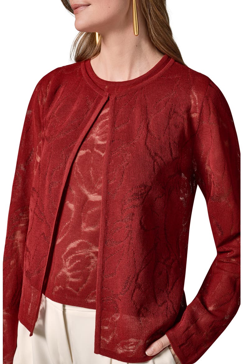 Textured Floral Cardigan, Alternate, color, SUNBAKED