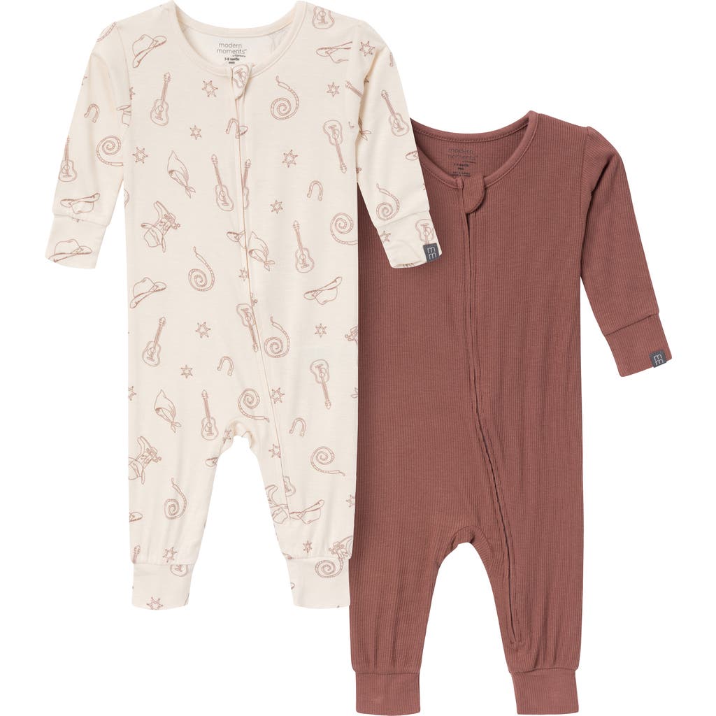 Modern Moments™ By Gerber 2-pack Unisex Tight Fitting Footless Pajamas In Beige Cowboy