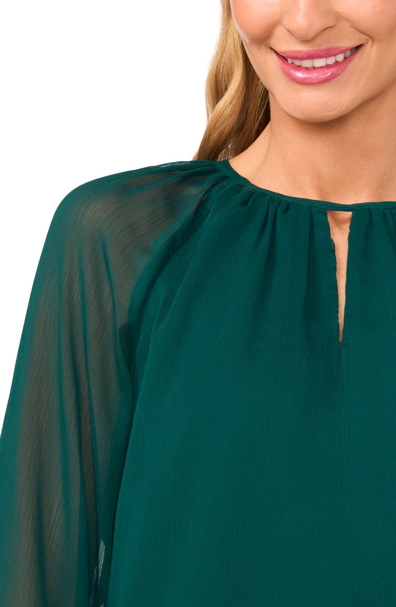 CeCe Tiered Sleeve Top, Alternate, color, Dark Forest