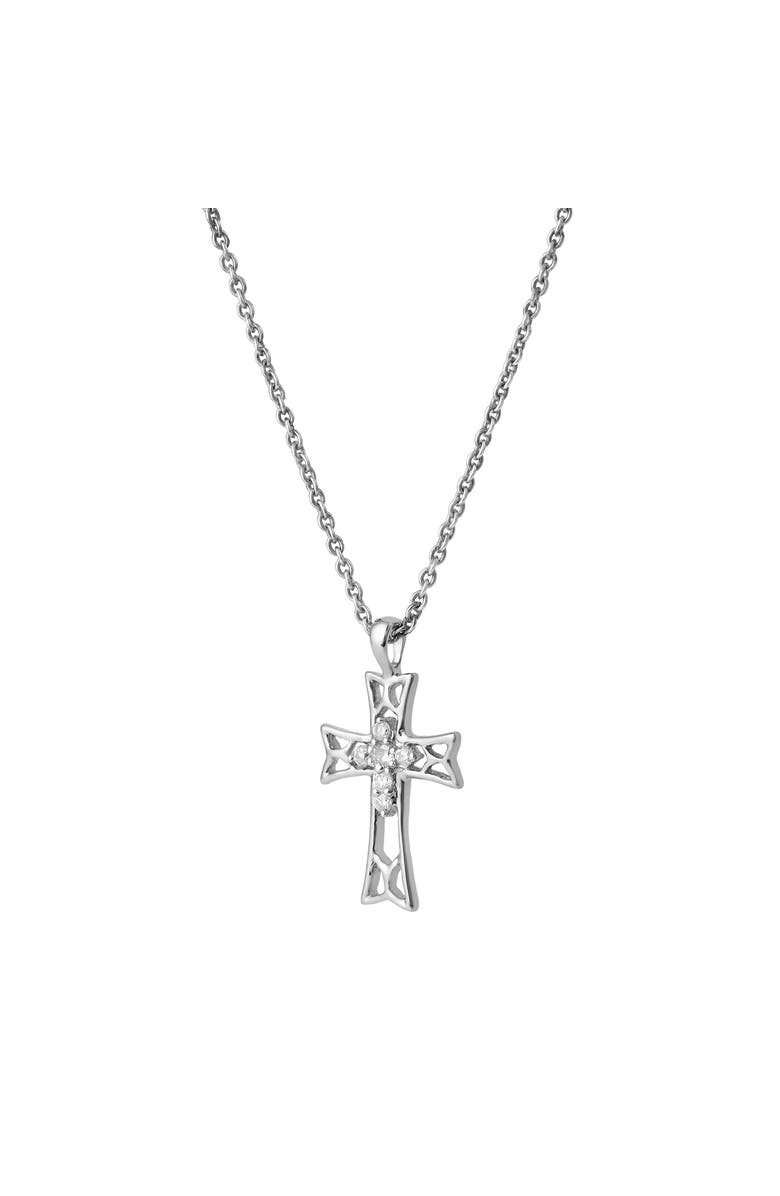 LuvMyJewelry Tranquila 10K Gold Diamond Cross Pendant - 0.05 CT, Alternate, color, 10K White Gold