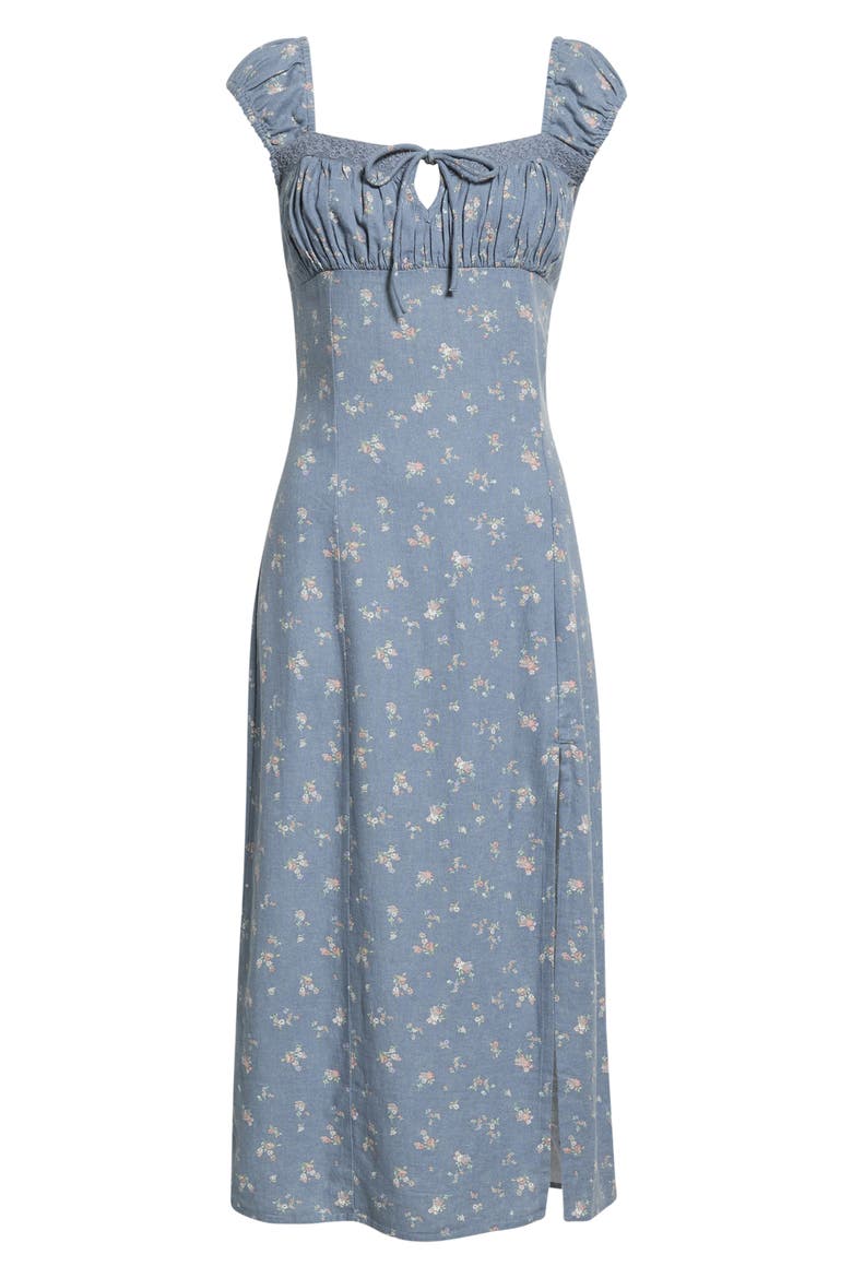 Sweetheart Cap Sleeve Midi Dress, Alternate, color, NAVY FLORAL