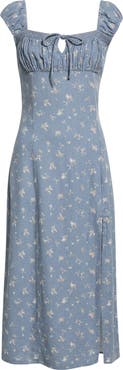 Lucky Brand Sweetheart Cap Sleeve Midi Dress