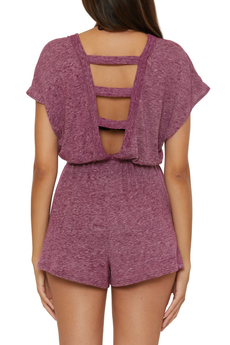 Beach Date Burnout Jersey Cover-Up Romper, Alternate, color, AUBERGINE