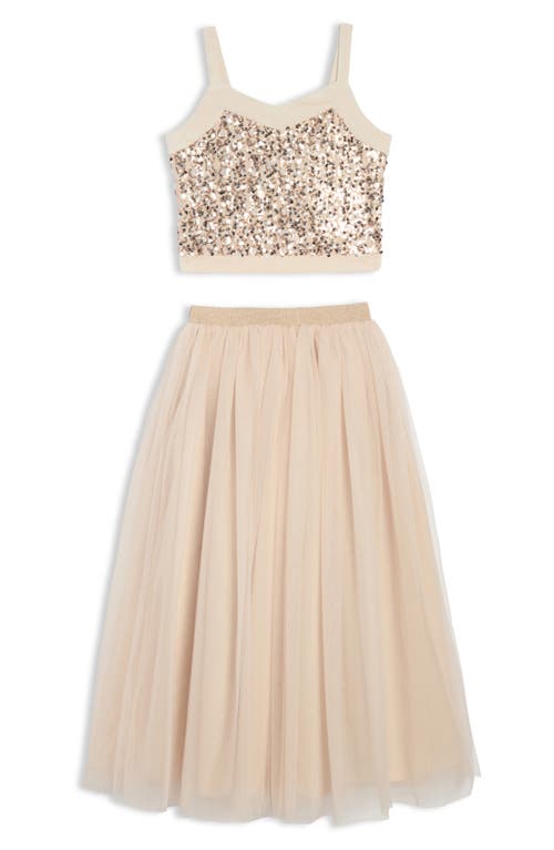 PIPPA & JULIE PIPPA & JULIE KIDS' SEQUIN TOP & TULLE MAXI SKIRT SET