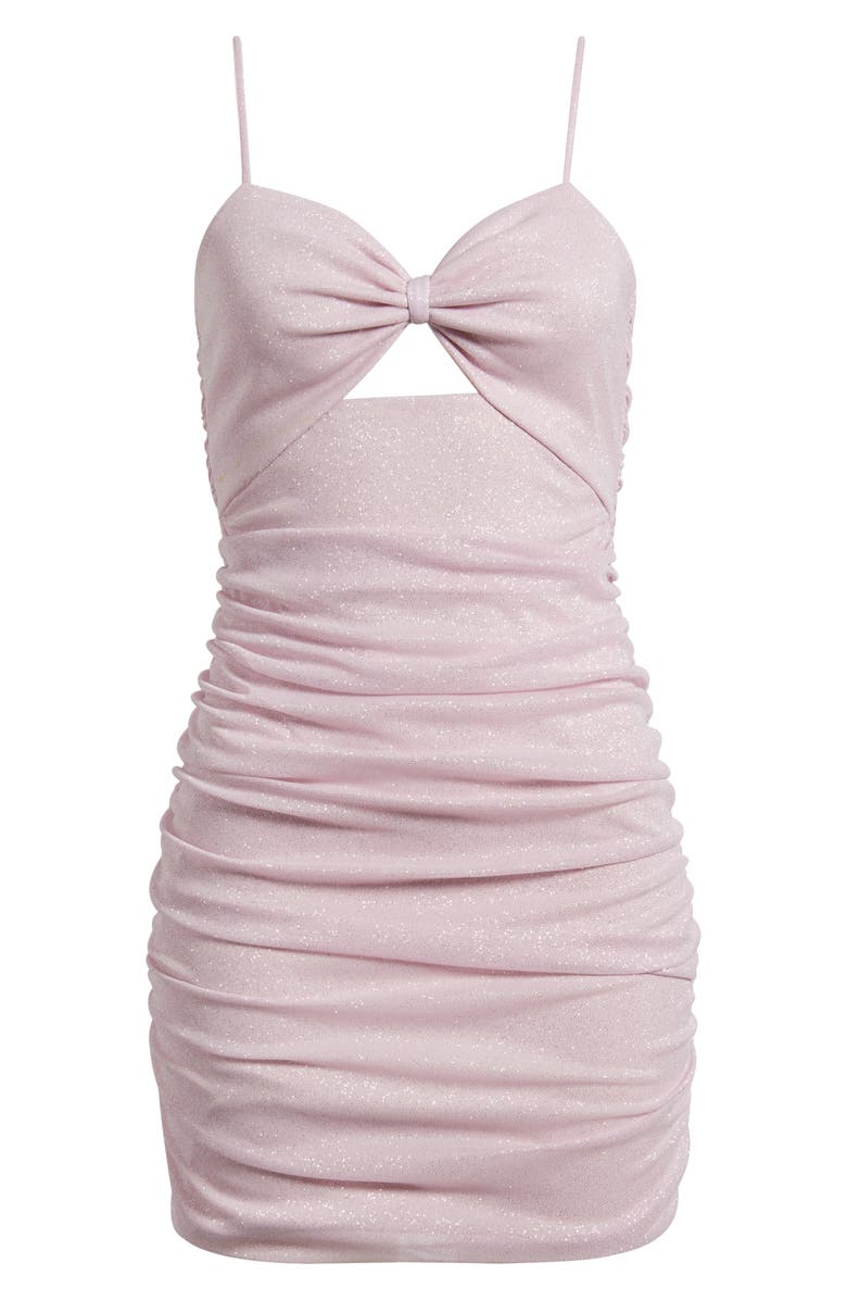 Jump Apparel Glitter Bow Cutout Minidress, Alternate, color, Blush