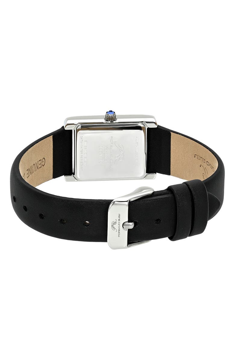 PORSAMO BLEU Karolina Leather Strap Watch, 21.5mm x 30mm, Alternate, color, Black/ Silver