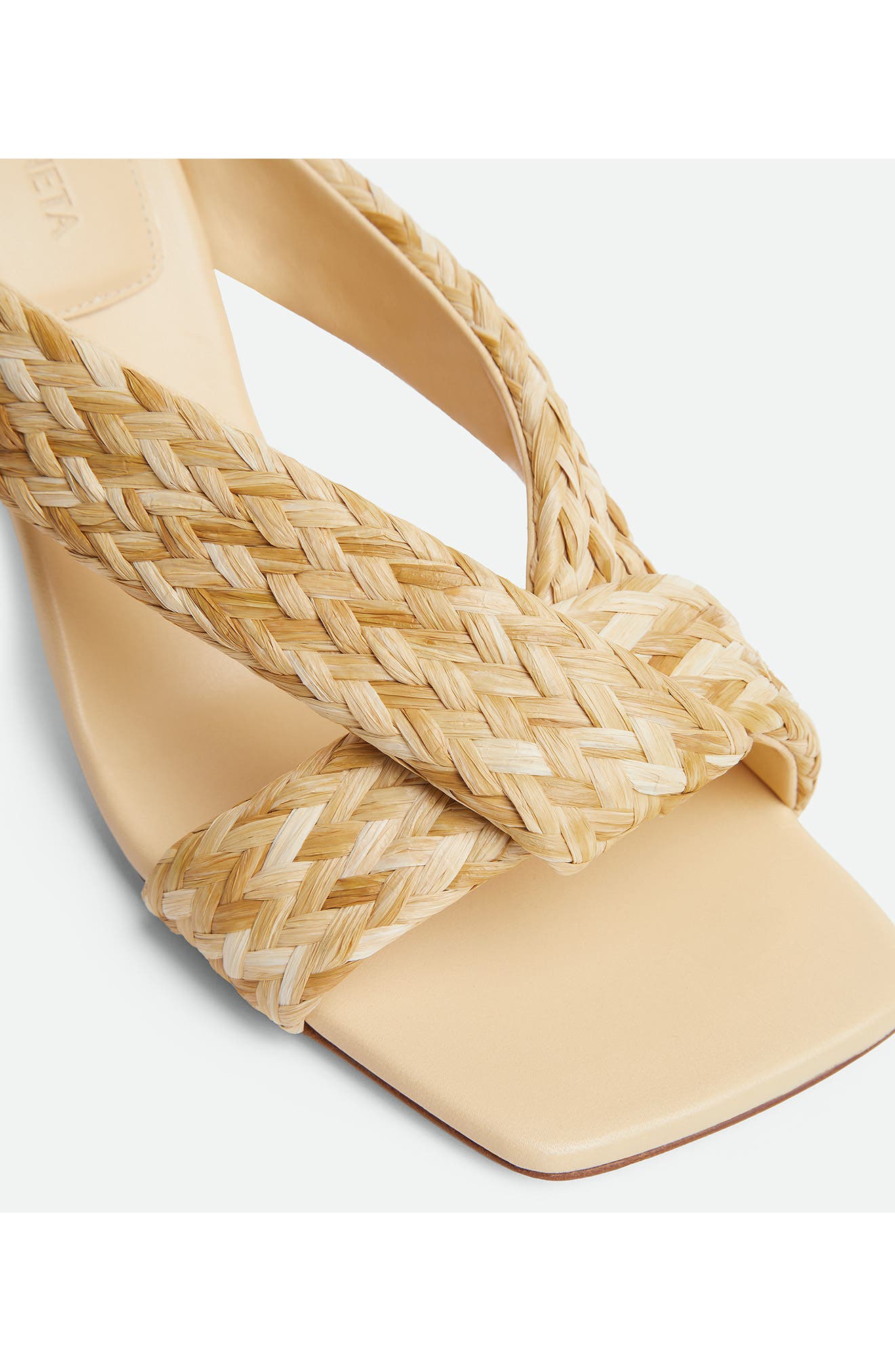 Bottega Veneta Riva Braided Raffia Slide Sandal, Alternate, color, Macadamia