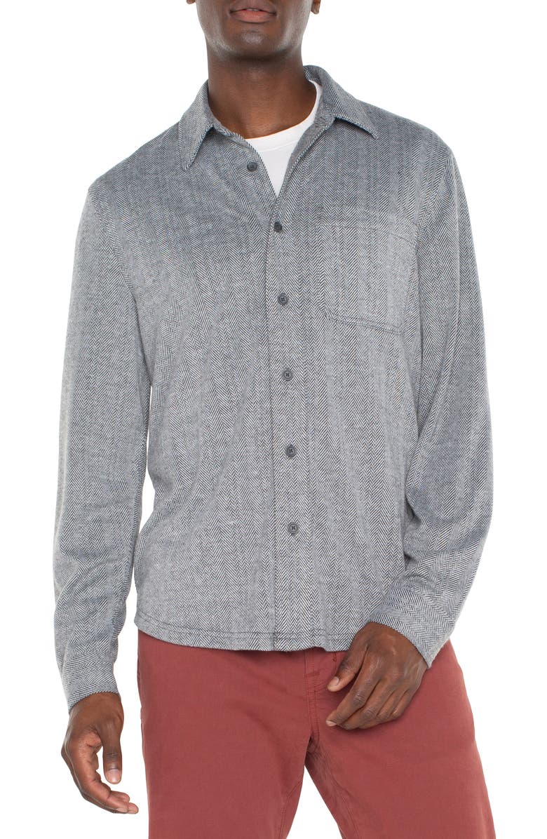 Liverpool Knit Herringbone Button-Up Shirt, Main, color,