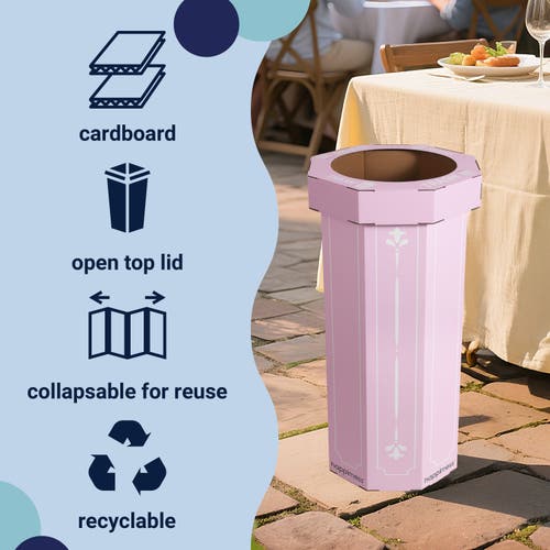 Happimess Fleur 25-gallon Classic Disposable Corrugated Cardboard Event Trash Can And Recycling Bin In Purple