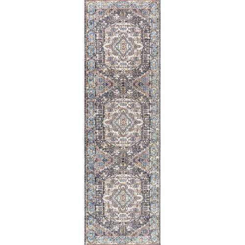 Jonathan Y Kesan Vintage Medallion Area Rug In Charcoal Gray/ivory