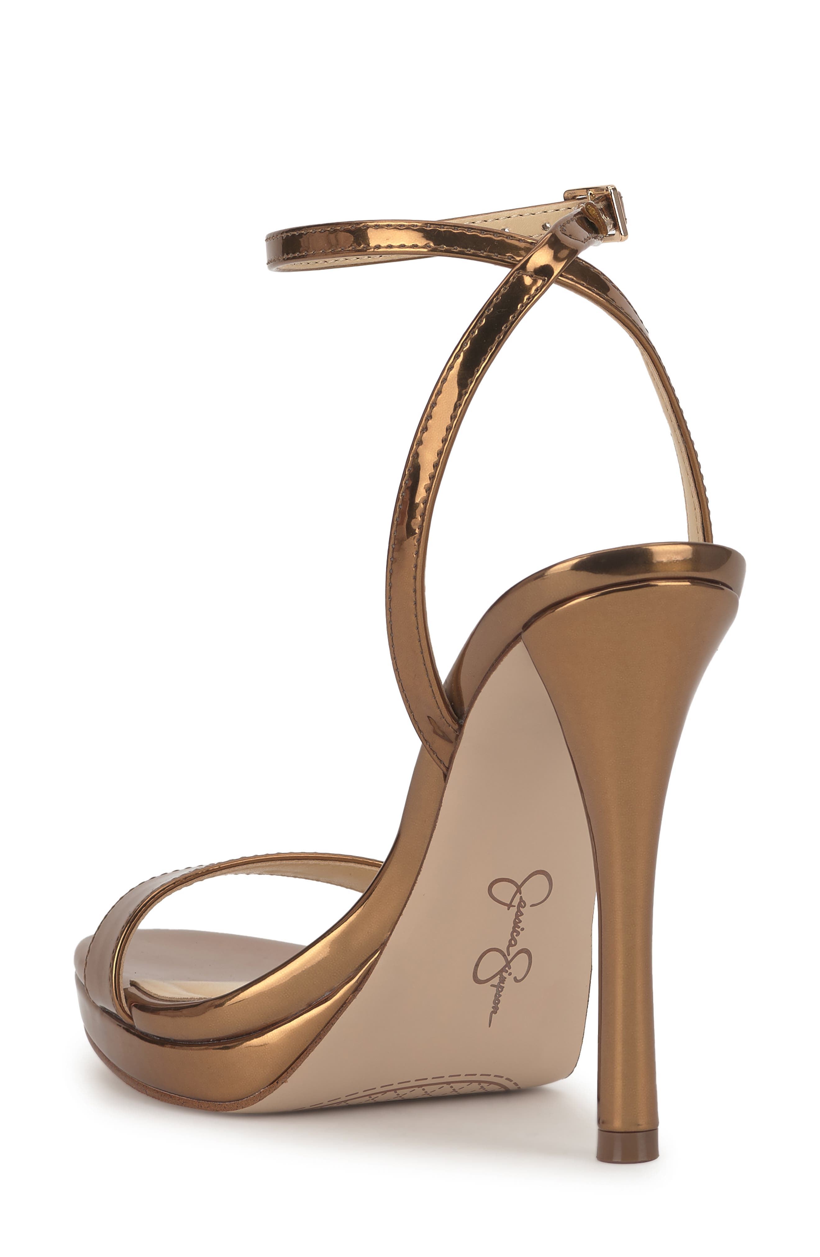 Jessica Simpson Divra Ankle Strap Stiletto Sandal, Alternate, color, Bronze