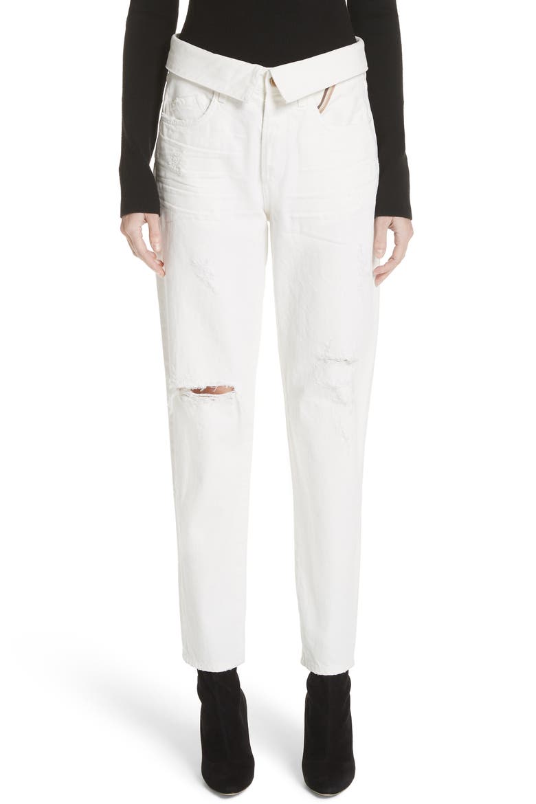 Flip Straight Leg Jeans, Main, color, WHITE SAND