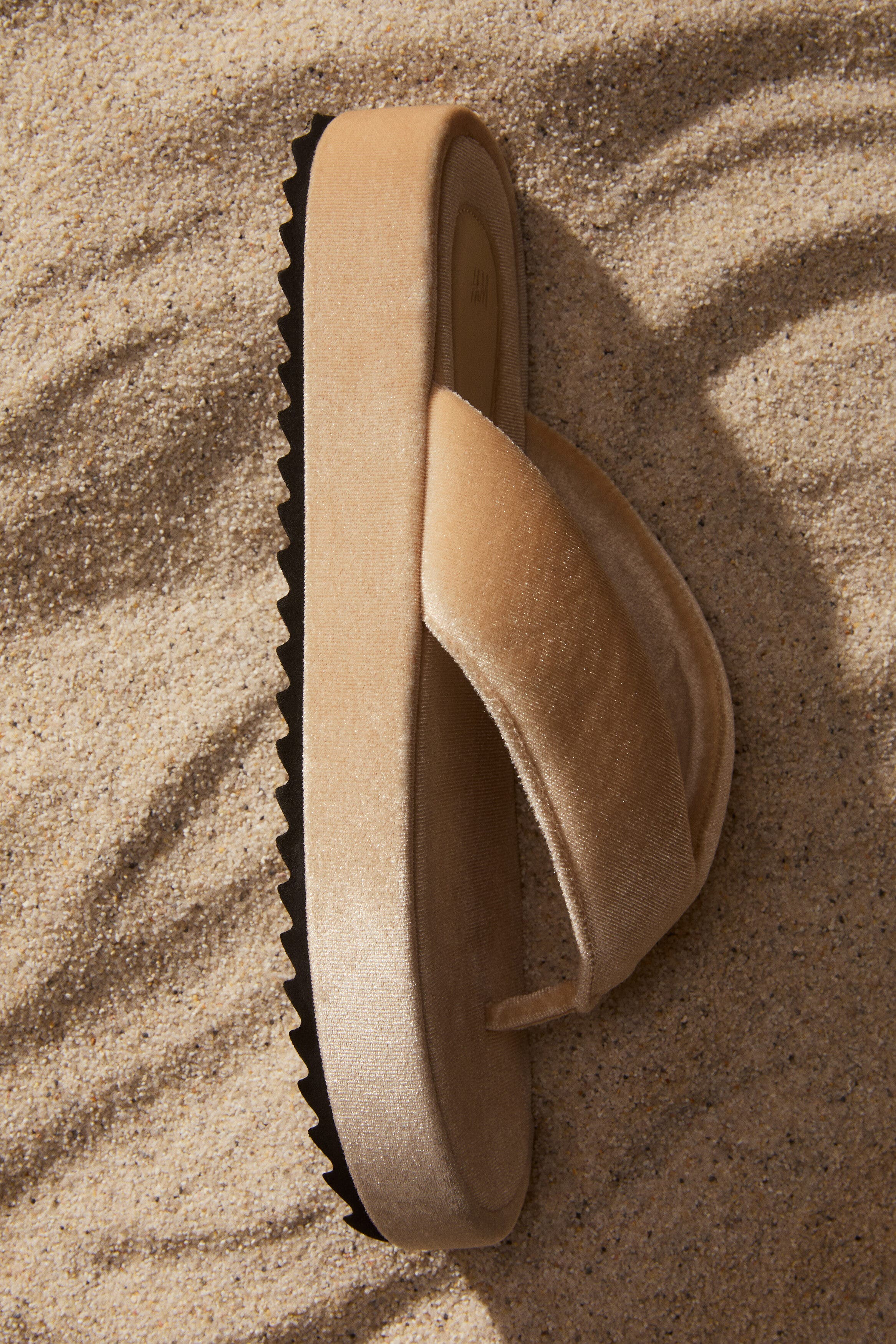 H&M Velour Flip-flops, Alternate, color, Light Beige