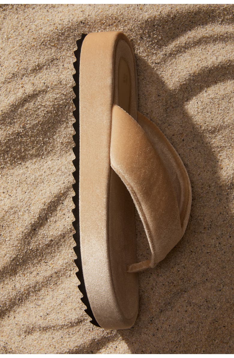 H&M Velour Flip-flops, Alternate, color, Light Beige