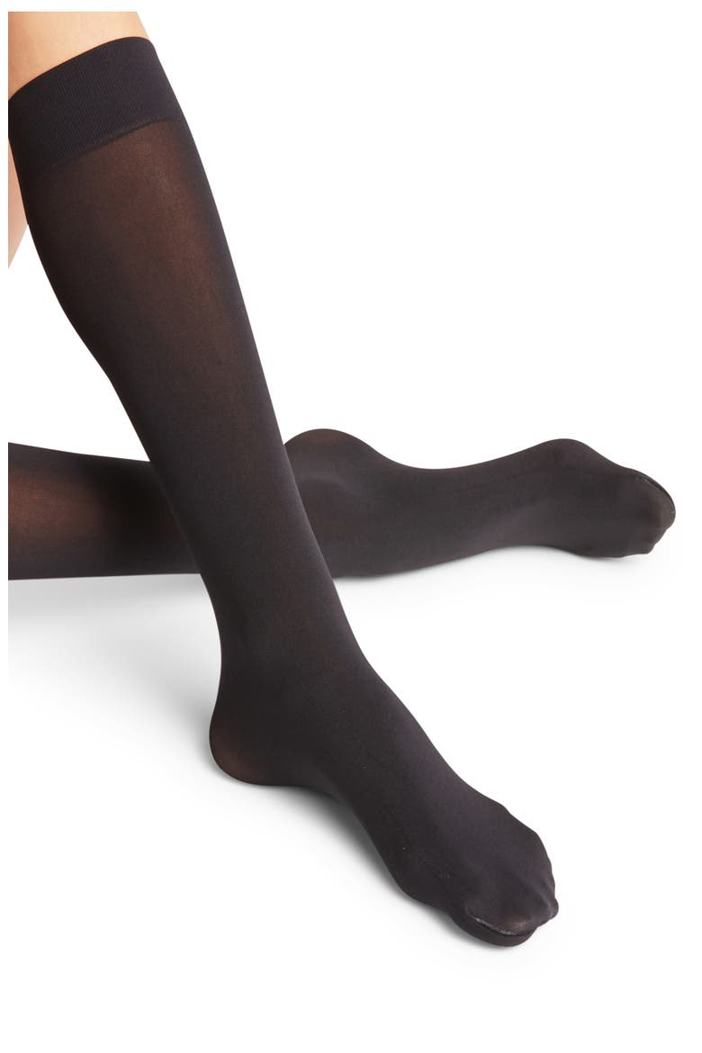 Pure Matte Knee High Socks, Alternate, color, BLACK