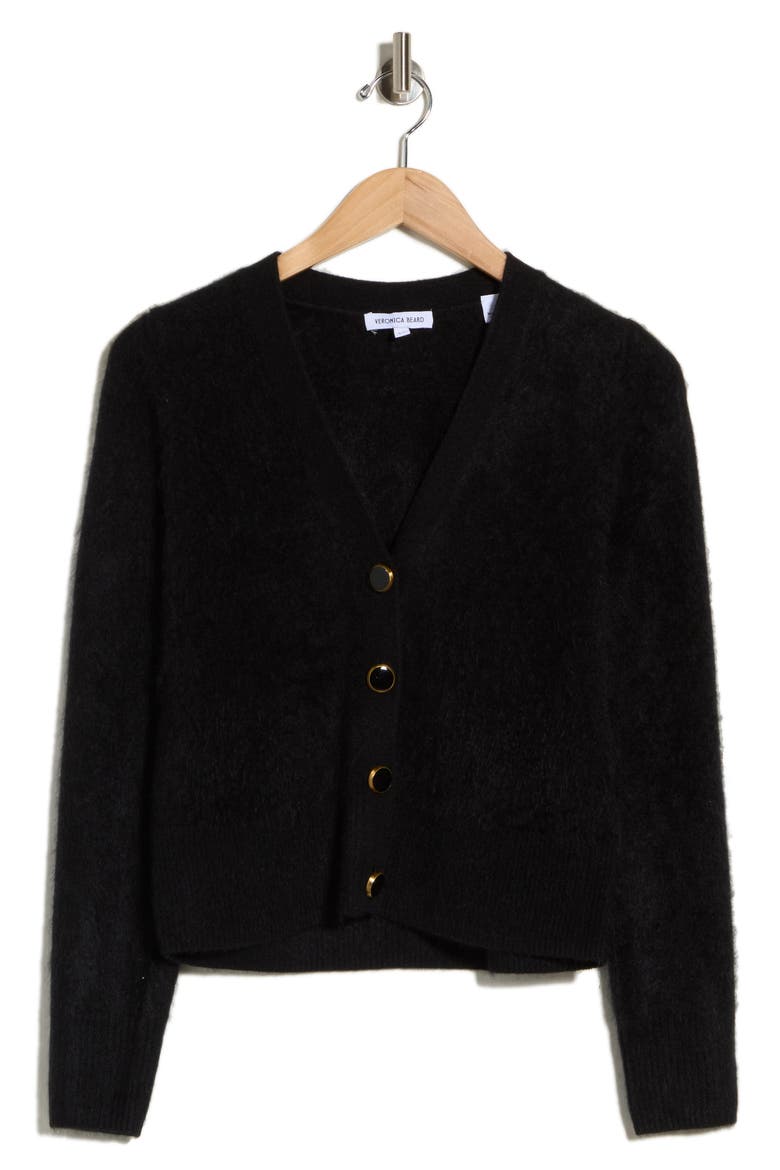Solene Brushed Cashmere Cardigan, Alternate, color, BLACK