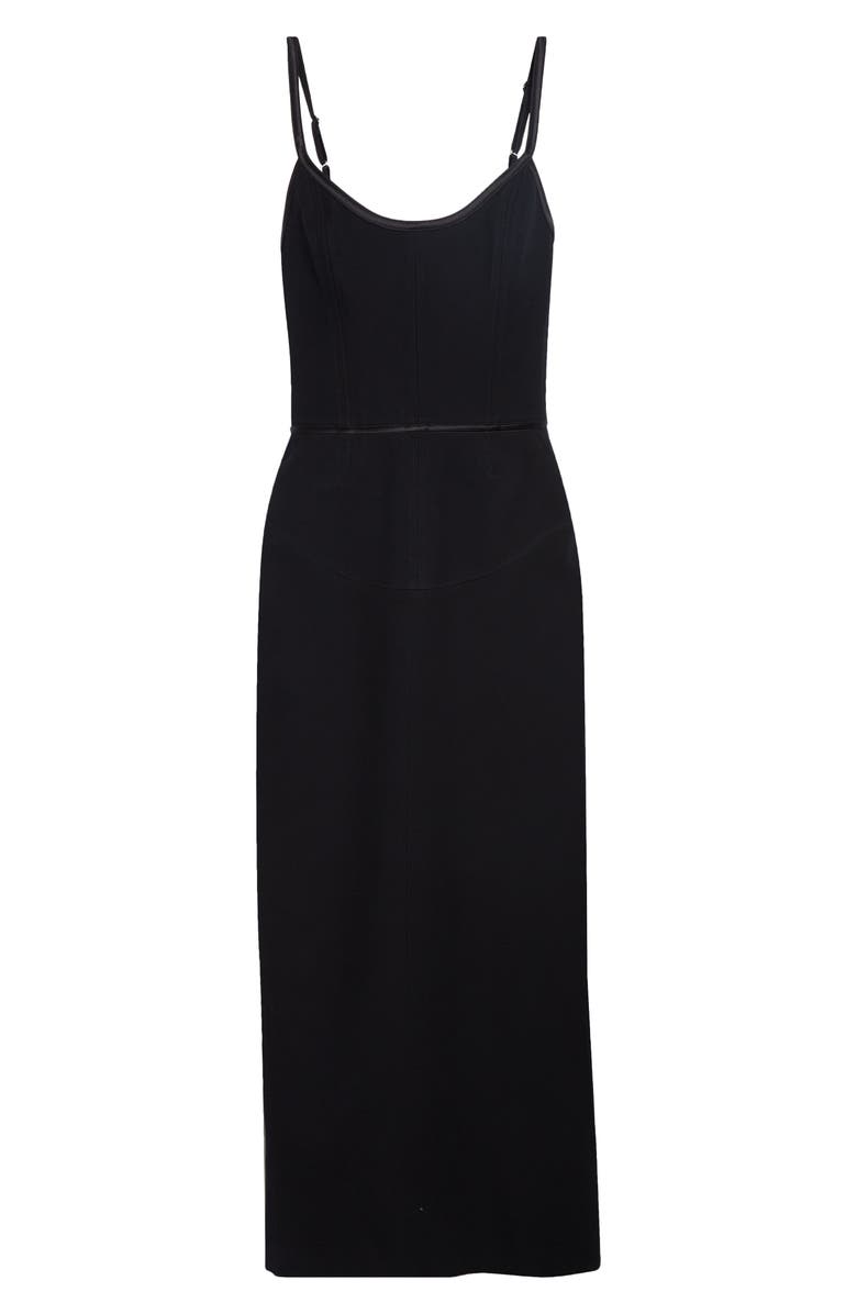 Thom Browne Satin Tipped Whipcord Wool Corset Maxi Dress, Main, color, Black