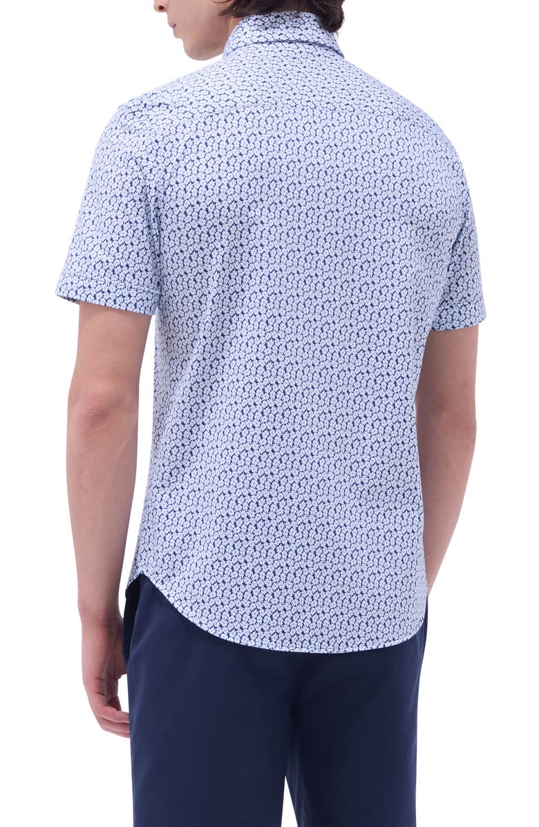Bugatchi Miles OoohCotton<sup>®</sup> Floral Short Sleeve Button-Up Shirt, Alternate, color, Indigo
