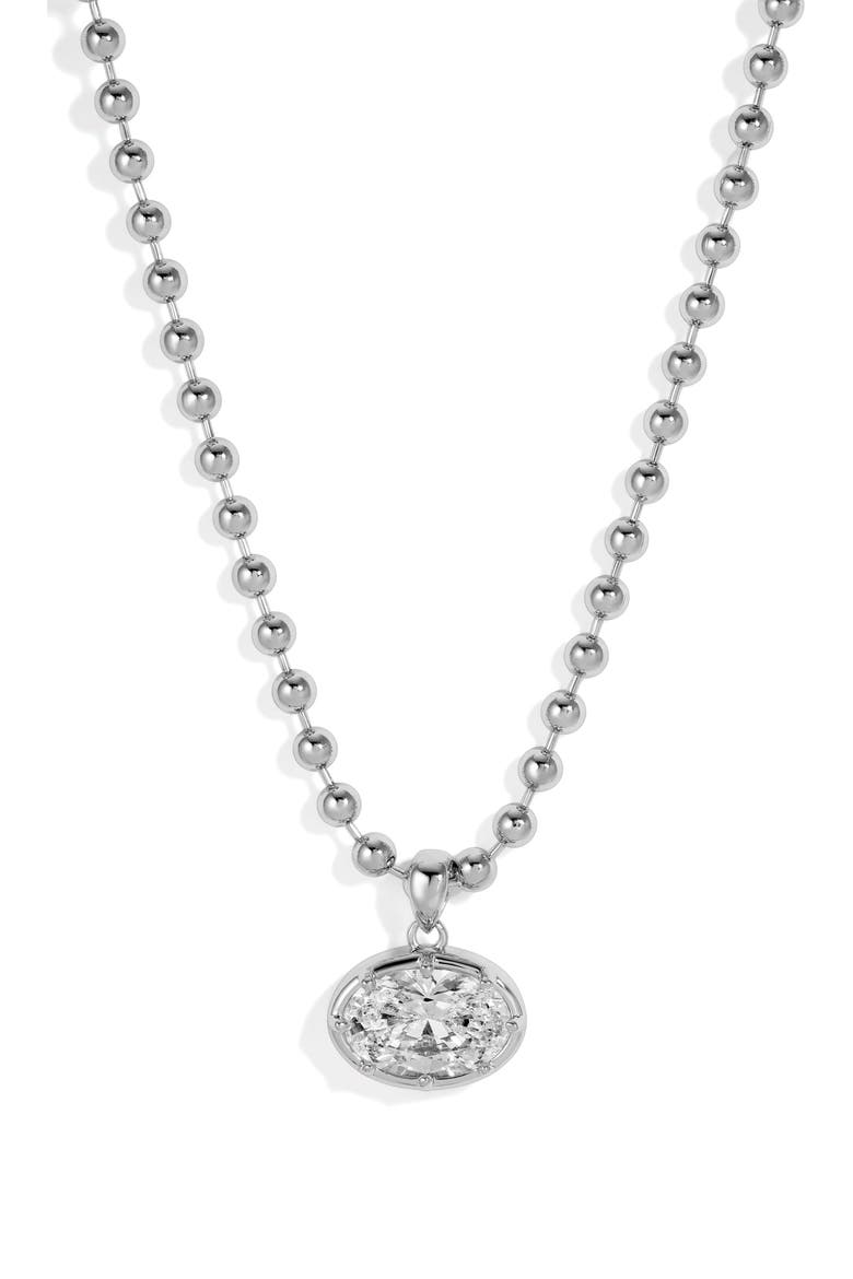 Cleo Oval Pendant Necklace, Main, color, SILVER