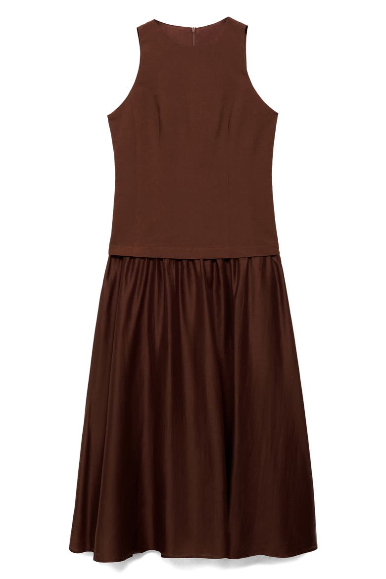 Sleeveless Midi Dress, Alternate, color, BROWN