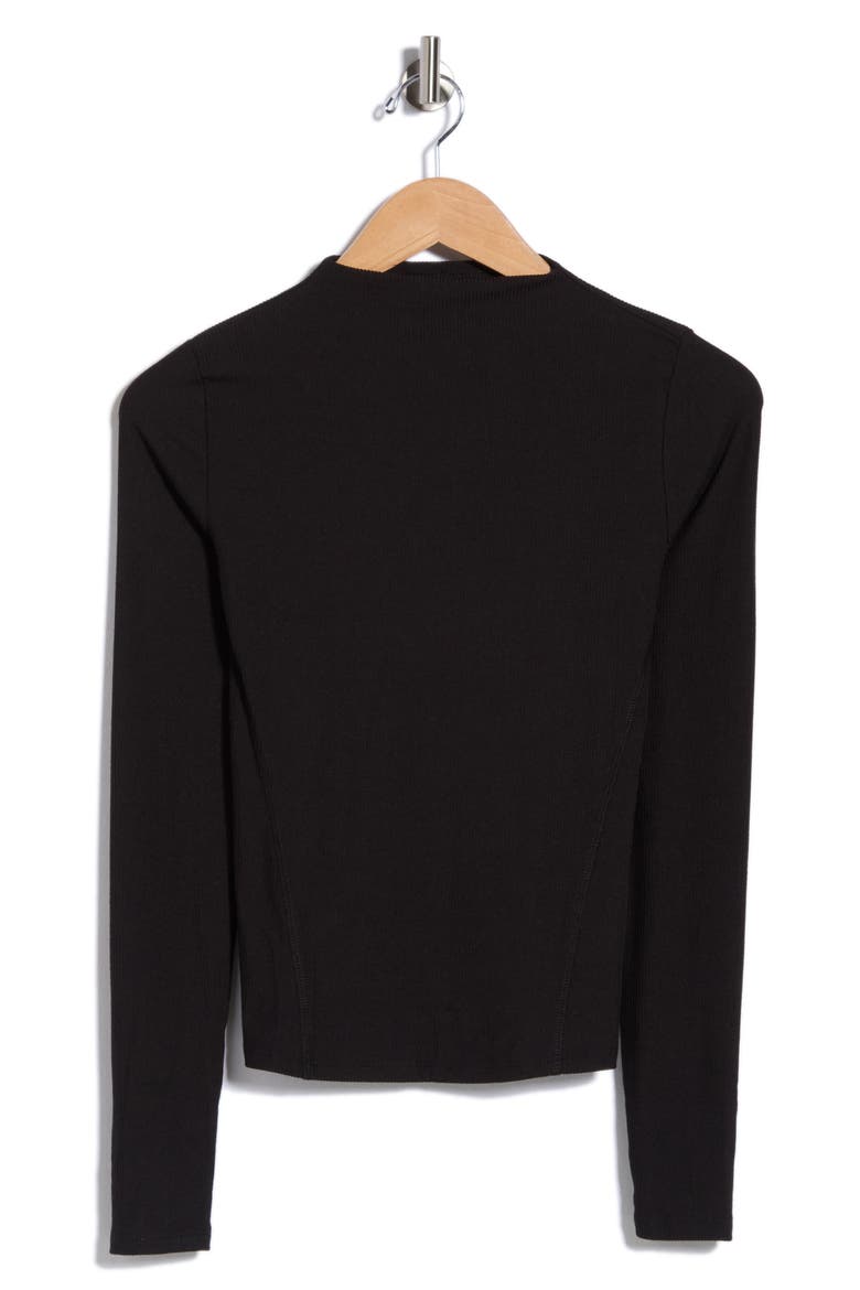 Glow Rib Mock Neck Top, Alternate, color, BLACK