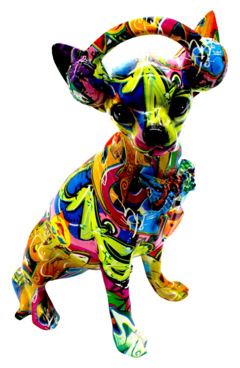 Street Art Headphone Chihuahua Statue