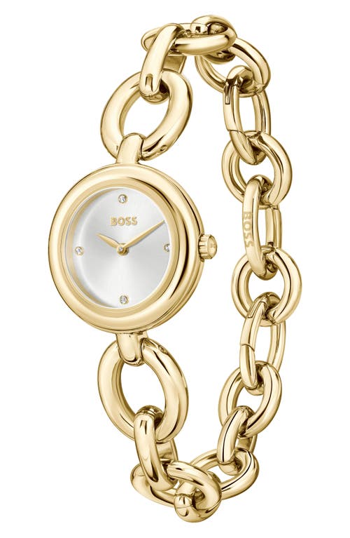 Hugo Boss Women's Live Quartz Slim Ionic Plated Thin Gold-tone Stainless-steel Watch, 28mm In Silver