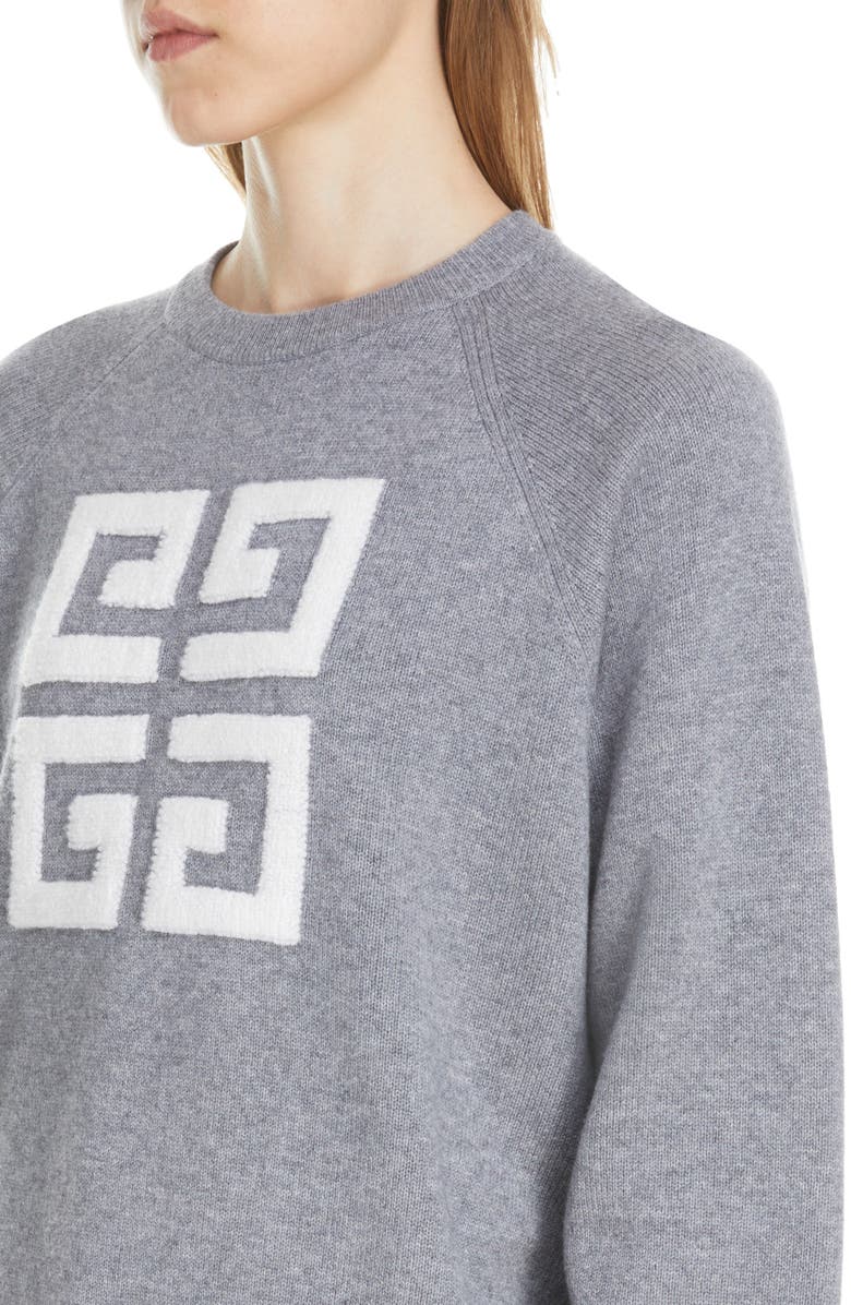 Givenchy 4G Logo Intarsia Cashmere Sweater, Alternate, color,