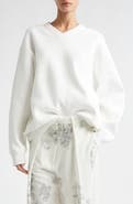 Victoria Beckham Relaxed Fit V-Neck Chenille Sweater