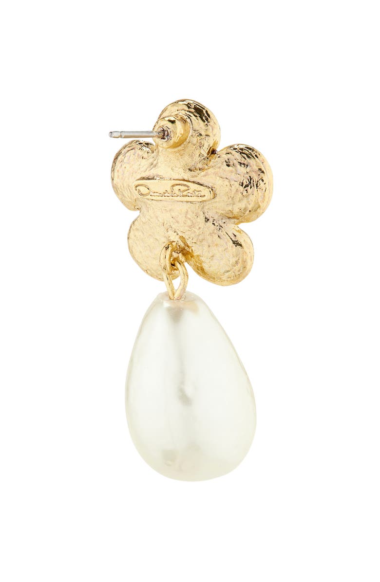 Oscar de la Renta Flower Faux Pearl Drop Earrings, Alternate, color, 