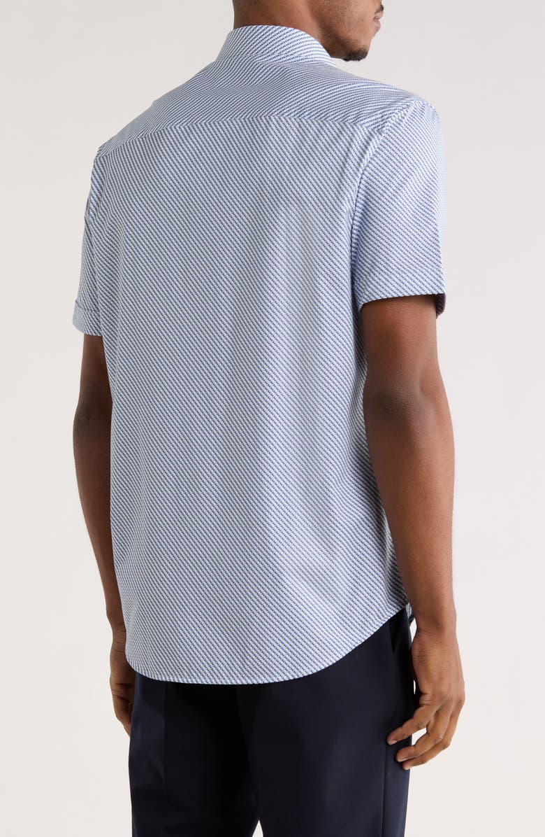 Bugatchi Short Sleeve Woven Button-Up Shirt, Alternate, color, Riviera