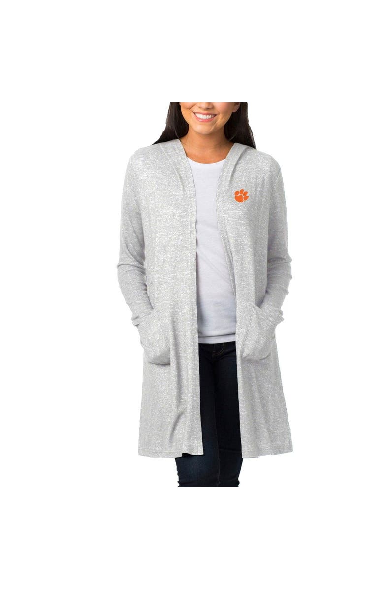 BOXERCRAFT Women's Heathered Gray Clemson Tigers Cuddle Soft Duster Cardigan, Alternate, color, Heather Gray