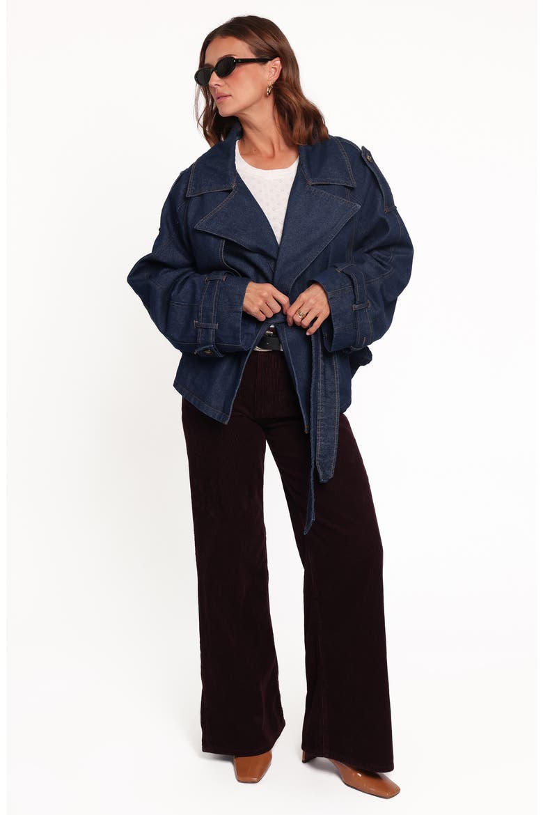 Miranda Cropped Trench Jacket, Alternate, color, INDIGO WASH