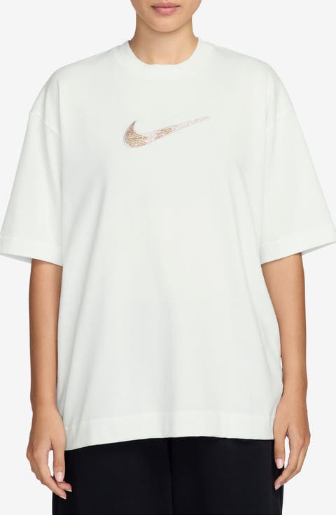 Oversize Luxe Swoosh Appliqué Cotton T-Shirt