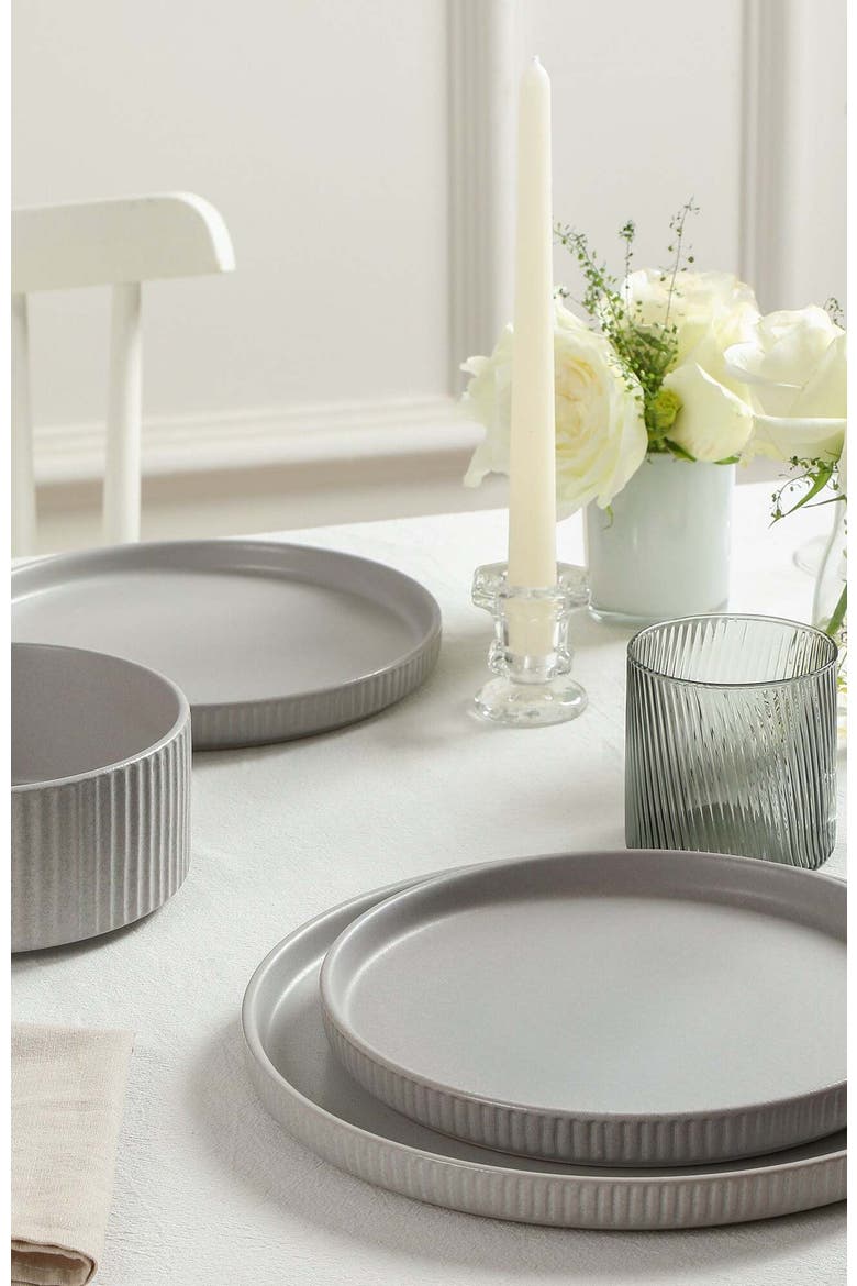 Haven Stoneware 16-Piece Dinnerare Set with Glasses, Alternate, color, Grey 12-piece