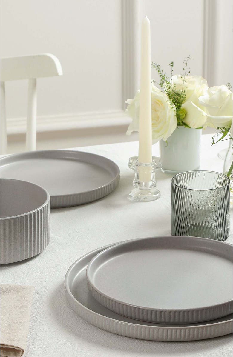 Stone Lain Haven Stoneware 32-Piece Dinnerare Set with Glasses, Alternate, color, Grey 12-Piece