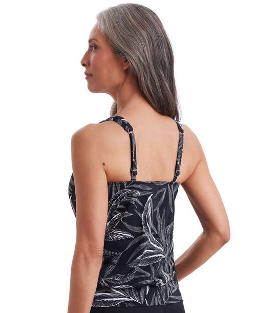 Shapesolver Shirred Neck Blouson Mastectomy Tankini Swimsuit Top In Multi