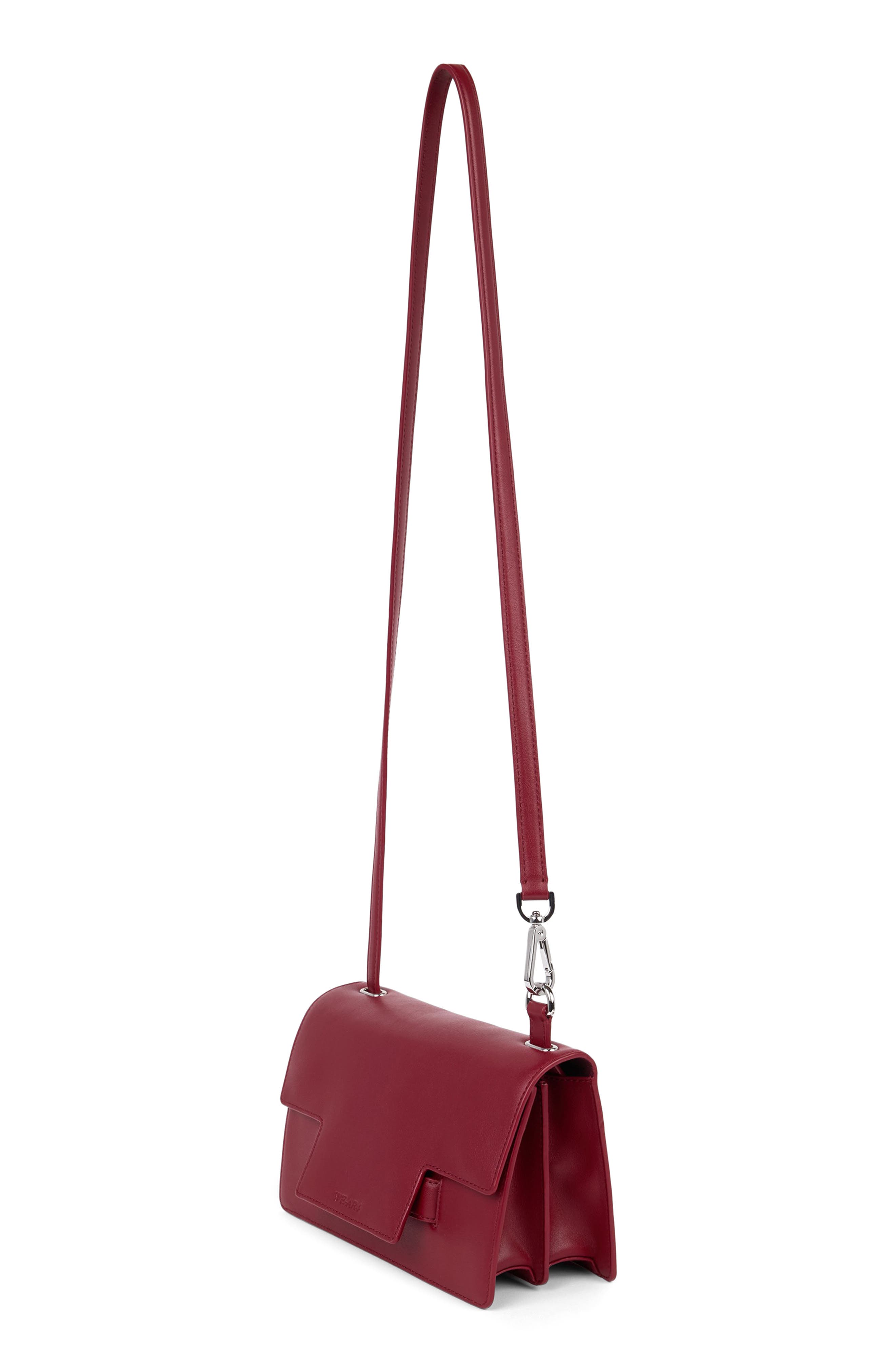 The Accordion Leather Shoulder Bag, Alternate, color, MAROON